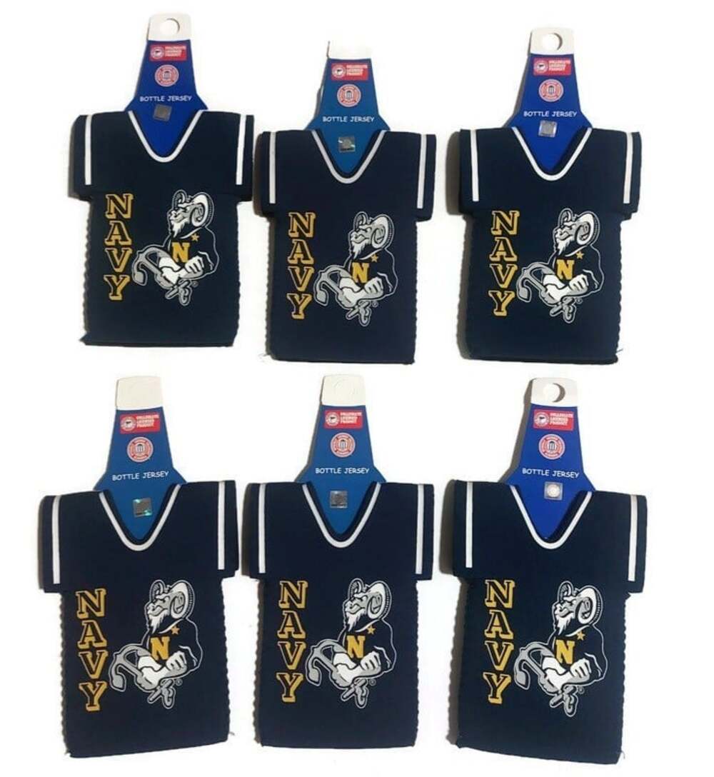 NCAA US Naval Academy Coolers Lot 6 Pack Navy Jersey Bottle Sleeve Neoprene Blue